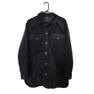 Jones New York Black Corduroy Oversized Shacket Shirt Jacket Unisex